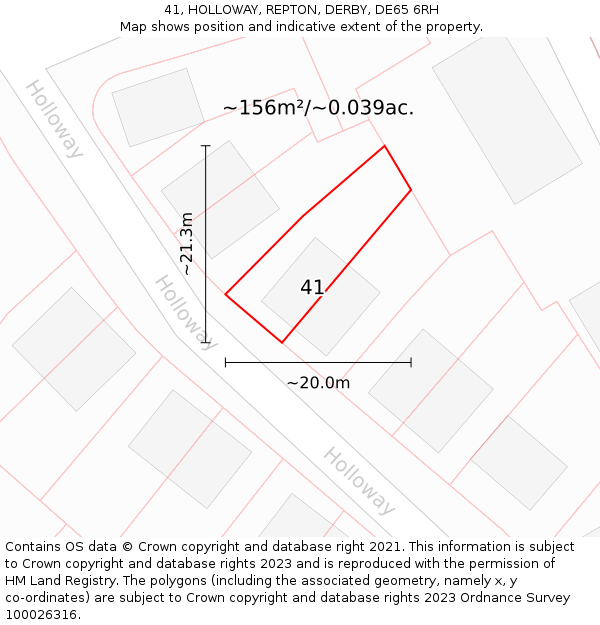 41, HOLLOWAY, REPTON, DERBY, DE65 6RH: Plot and title map