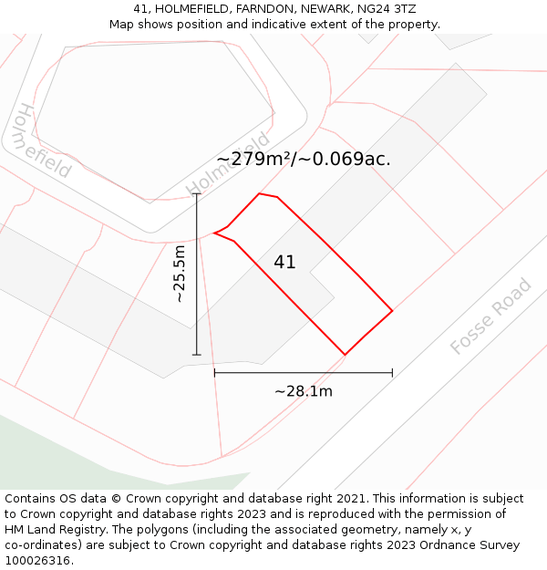 41, HOLMEFIELD, FARNDON, NEWARK, NG24 3TZ: Plot and title map