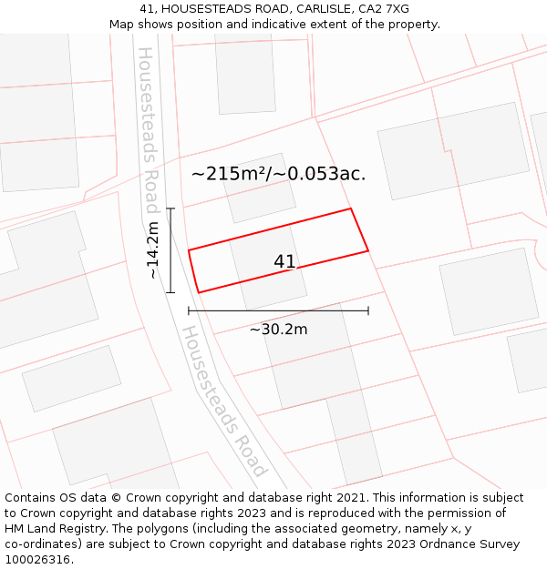 41, HOUSESTEADS ROAD, CARLISLE, CA2 7XG: Plot and title map