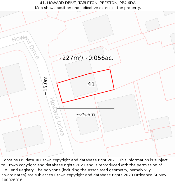 41, HOWARD DRIVE, TARLETON, PRESTON, PR4 6DA: Plot and title map