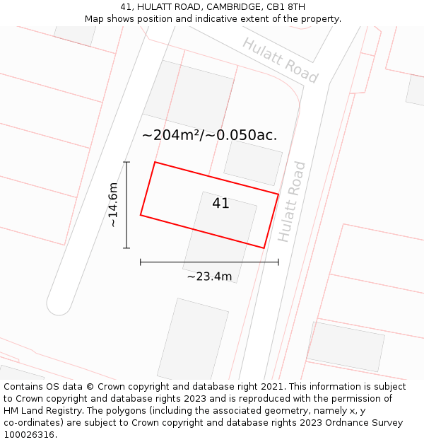 41, HULATT ROAD, CAMBRIDGE, CB1 8TH: Plot and title map