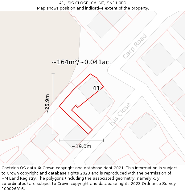 41, ISIS CLOSE, CALNE, SN11 9FD: Plot and title map