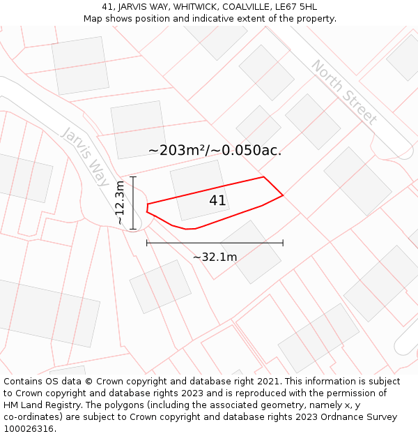 41, JARVIS WAY, WHITWICK, COALVILLE, LE67 5HL: Plot and title map