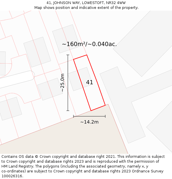 41, JOHNSON WAY, LOWESTOFT, NR32 4WW: Plot and title map
