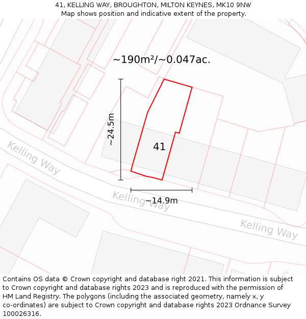 41, KELLING WAY, BROUGHTON, MILTON KEYNES, MK10 9NW: Plot and title map