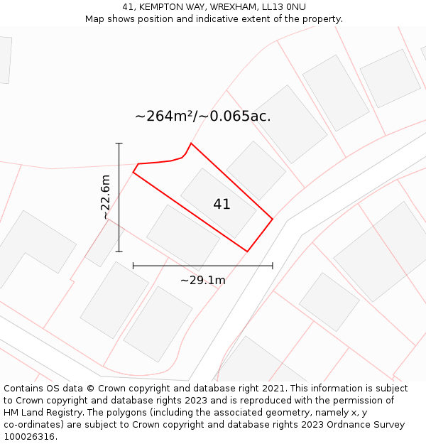 41, KEMPTON WAY, WREXHAM, LL13 0NU: Plot and title map