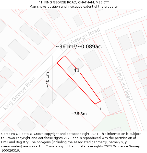 41, KING GEORGE ROAD, CHATHAM, ME5 0TT: Plot and title map