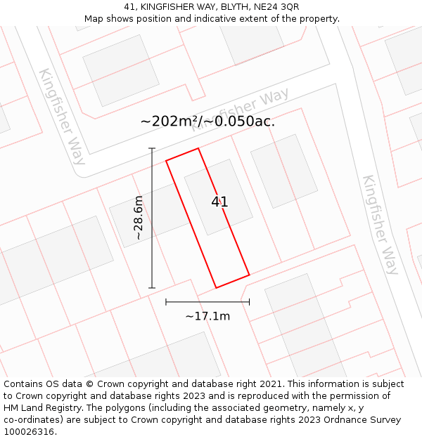 41, KINGFISHER WAY, BLYTH, NE24 3QR: Plot and title map