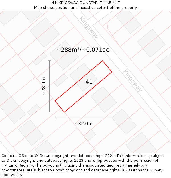 41, KINGSWAY, DUNSTABLE, LU5 4HE: Plot and title map