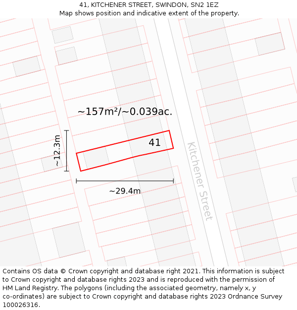 41, KITCHENER STREET, SWINDON, SN2 1EZ: Plot and title map