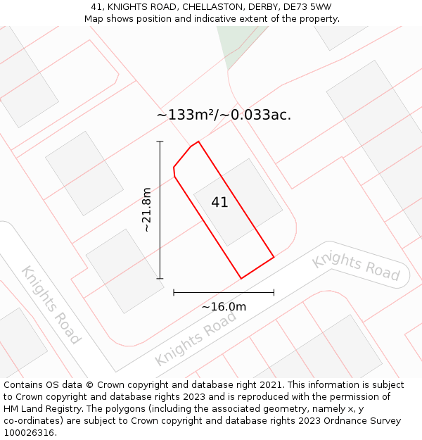 41, KNIGHTS ROAD, CHELLASTON, DERBY, DE73 5WW: Plot and title map