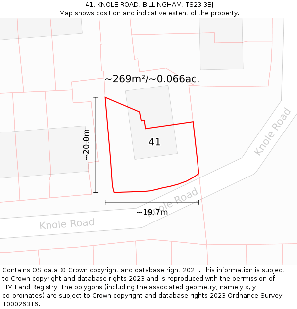 41, KNOLE ROAD, BILLINGHAM, TS23 3BJ: Plot and title map