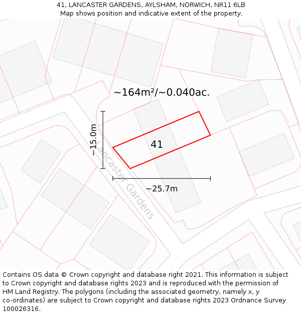 41, LANCASTER GARDENS, AYLSHAM, NORWICH, NR11 6LB: Plot and title map