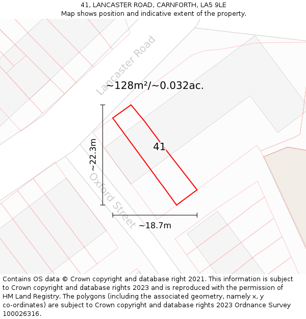 41, LANCASTER ROAD, CARNFORTH, LA5 9LE: Plot and title map
