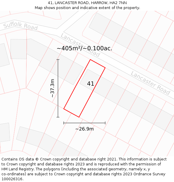 41, LANCASTER ROAD, HARROW, HA2 7NN: Plot and title map