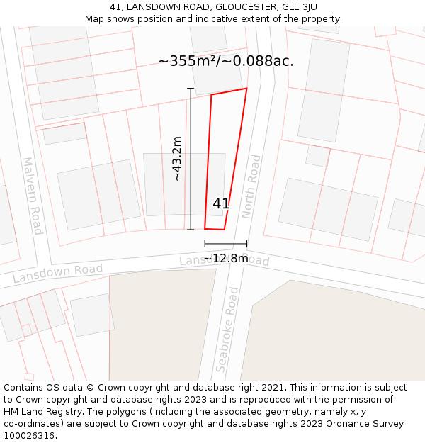 41, LANSDOWN ROAD, GLOUCESTER, GL1 3JU: Plot and title map