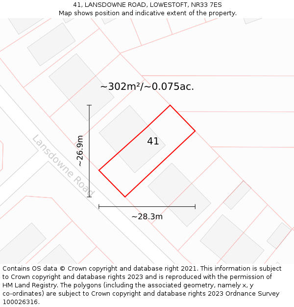 41, LANSDOWNE ROAD, LOWESTOFT, NR33 7ES: Plot and title map