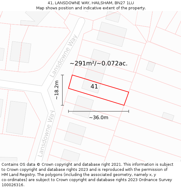 41, LANSDOWNE WAY, HAILSHAM, BN27 1LU: Plot and title map