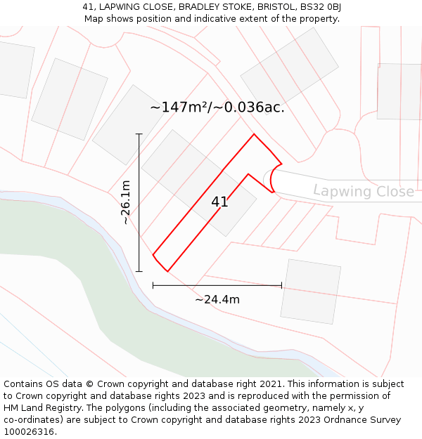 41, LAPWING CLOSE, BRADLEY STOKE, BRISTOL, BS32 0BJ: Plot and title map