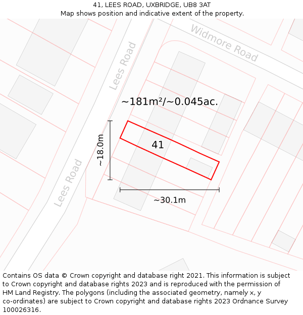 41, LEES ROAD, UXBRIDGE, UB8 3AT: Plot and title map