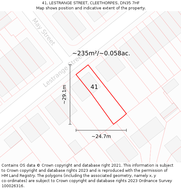 41, LESTRANGE STREET, CLEETHORPES, DN35 7HF: Plot and title map