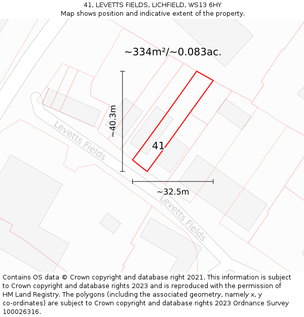 41, LEVETTS FIELDS, LICHFIELD, WS13 6HY: Plot and title map