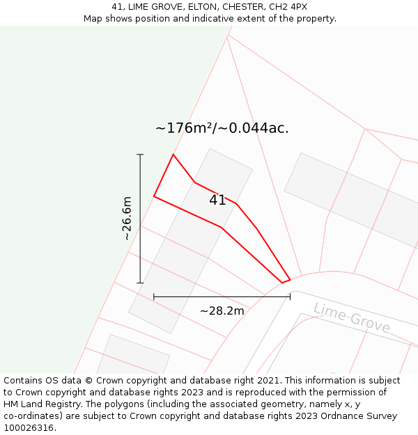 41, LIME GROVE, ELTON, CHESTER, CH2 4PX: Plot and title map