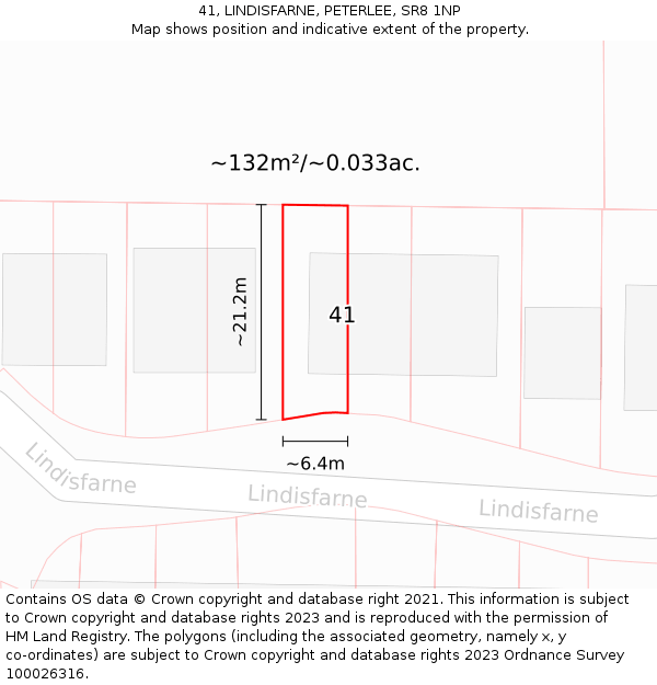 41, LINDISFARNE, PETERLEE, SR8 1NP: Plot and title map