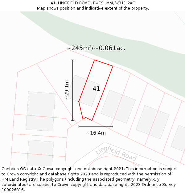 41, LINGFIELD ROAD, EVESHAM, WR11 2XG: Plot and title map
