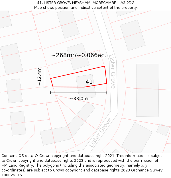 41, LISTER GROVE, HEYSHAM, MORECAMBE, LA3 2DG: Plot and title map