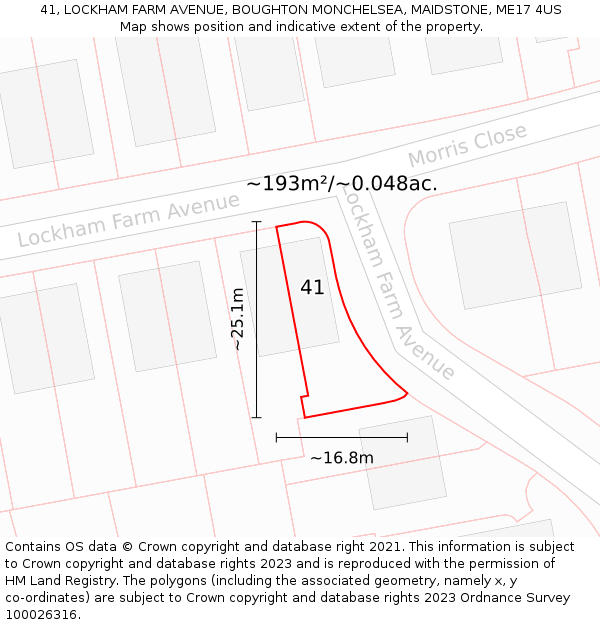41, LOCKHAM FARM AVENUE, BOUGHTON MONCHELSEA, MAIDSTONE, ME17 4US: Plot and title map