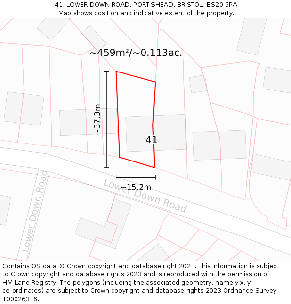 41, LOWER DOWN ROAD, PORTISHEAD, BRISTOL, BS20 6PA: Plot and title map