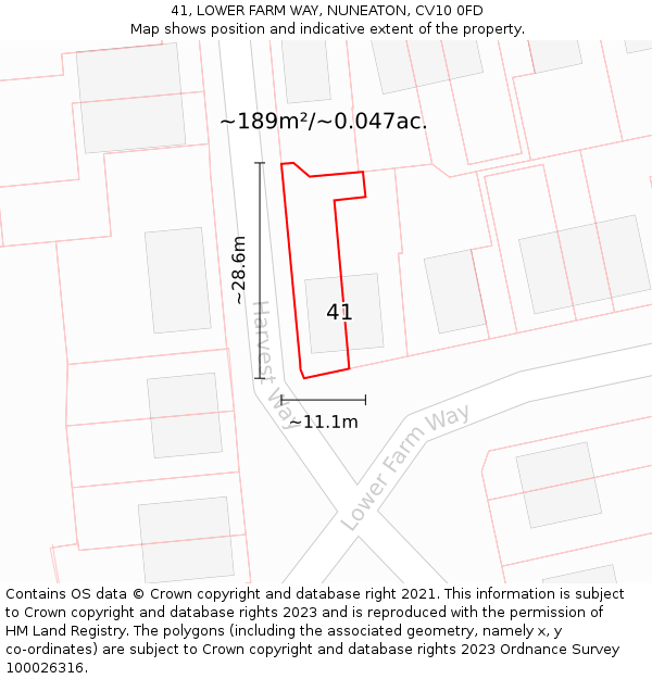 41, LOWER FARM WAY, NUNEATON, CV10 0FD: Plot and title map