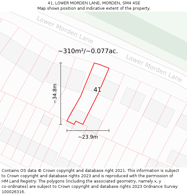 41, LOWER MORDEN LANE, MORDEN, SM4 4SE: Plot and title map
