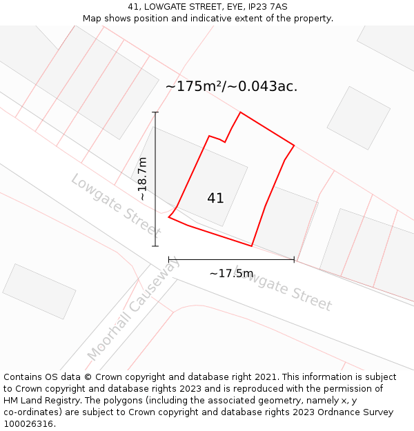 41, LOWGATE STREET, EYE, IP23 7AS: Plot and title map