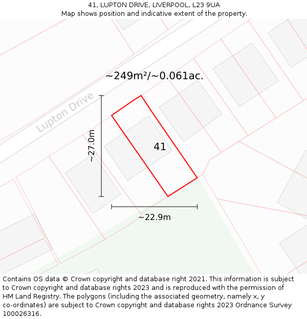 41, LUPTON DRIVE, LIVERPOOL, L23 9UA: Plot and title map