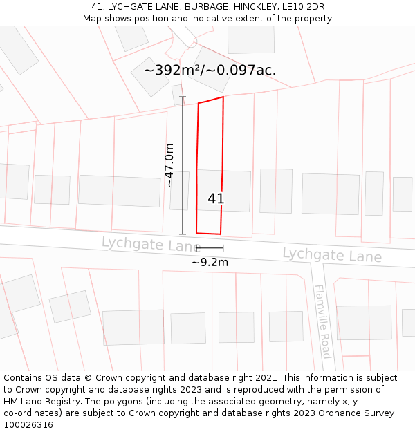 41, LYCHGATE LANE, BURBAGE, HINCKLEY, LE10 2DR: Plot and title map