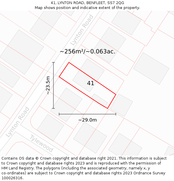 41, LYNTON ROAD, BENFLEET, SS7 2QG: Plot and title map
