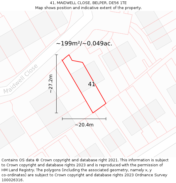 41, MAIDWELL CLOSE, BELPER, DE56 1TE: Plot and title map