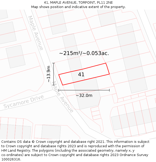 41, MAPLE AVENUE, TORPOINT, PL11 2NE: Plot and title map