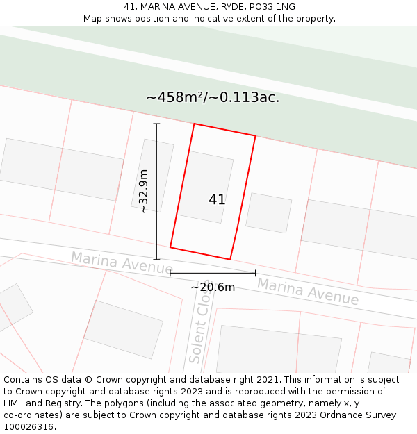 41, MARINA AVENUE, RYDE, PO33 1NG: Plot and title map
