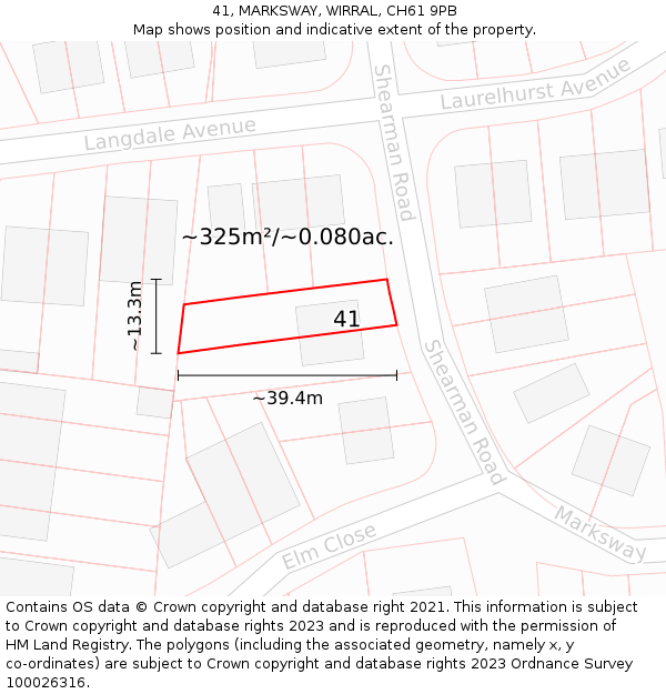 41, MARKSWAY, WIRRAL, CH61 9PB: Plot and title map