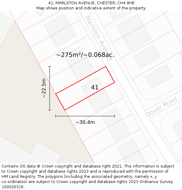 41, MARLSTON AVENUE, CHESTER, CH4 8HE: Plot and title map