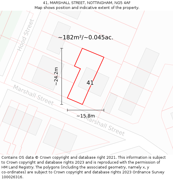 41, MARSHALL STREET, NOTTINGHAM, NG5 4AF: Plot and title map