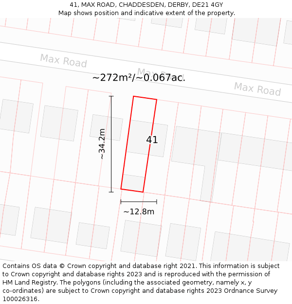 41, MAX ROAD, CHADDESDEN, DERBY, DE21 4GY: Plot and title map