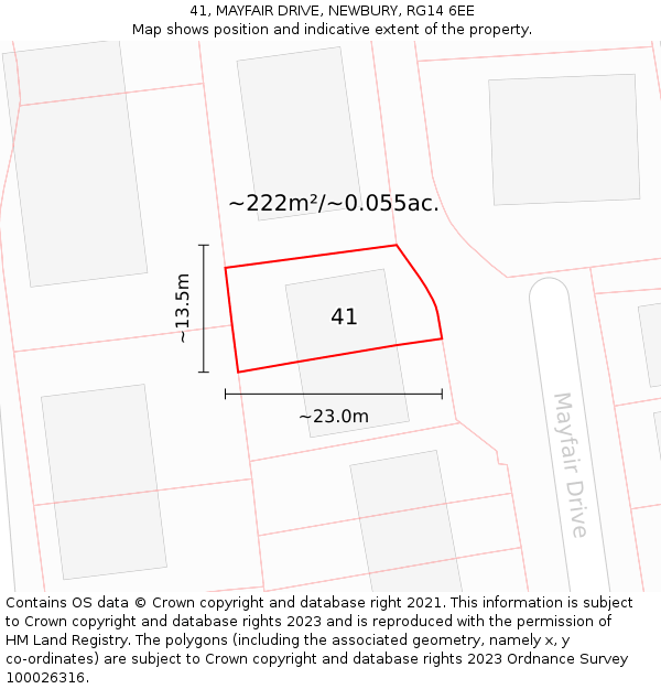 41, MAYFAIR DRIVE, NEWBURY, RG14 6EE: Plot and title map