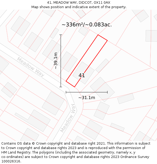 41, MEADOW WAY, DIDCOT, OX11 0AX: Plot and title map