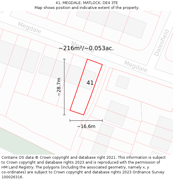 41, MEGDALE, MATLOCK, DE4 3TE: Plot and title map