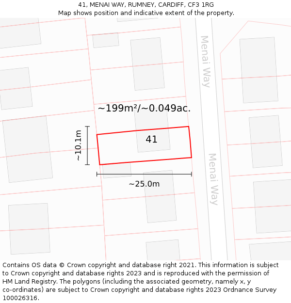 41, MENAI WAY, RUMNEY, CARDIFF, CF3 1RG: Plot and title map