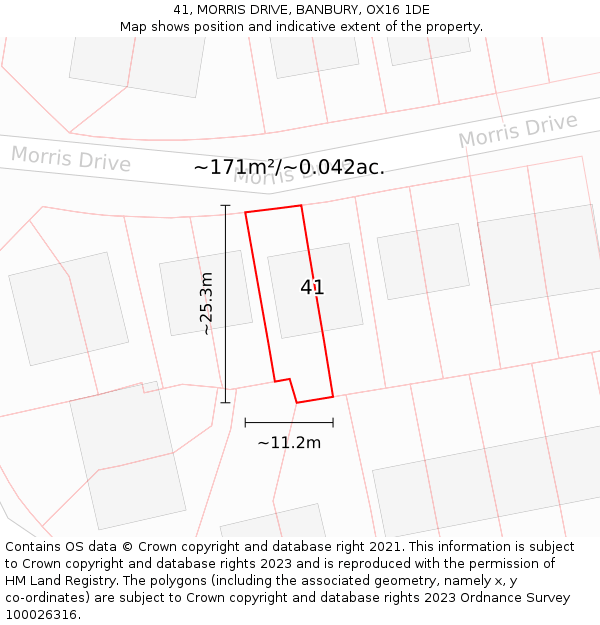 41, MORRIS DRIVE, BANBURY, OX16 1DE: Plot and title map